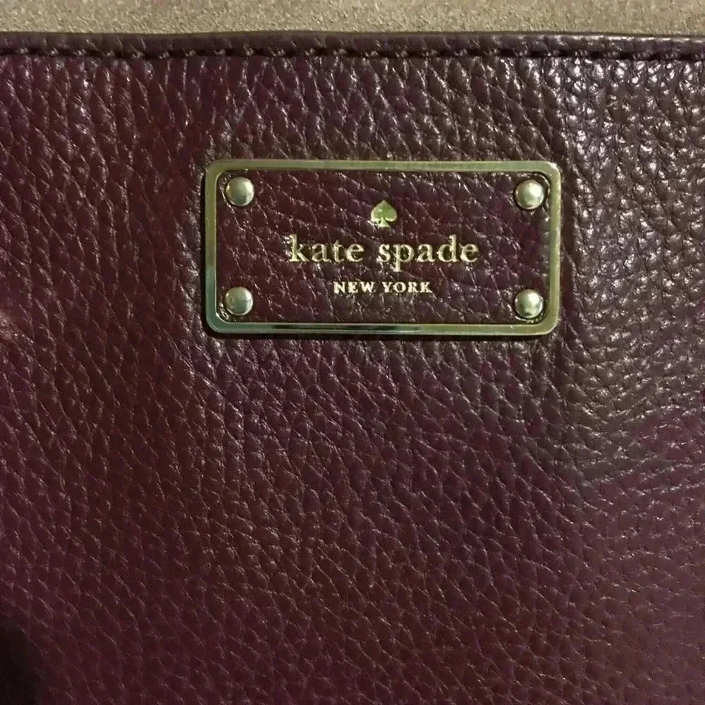 Kate Spade Plum/ beige leather crossbody bag